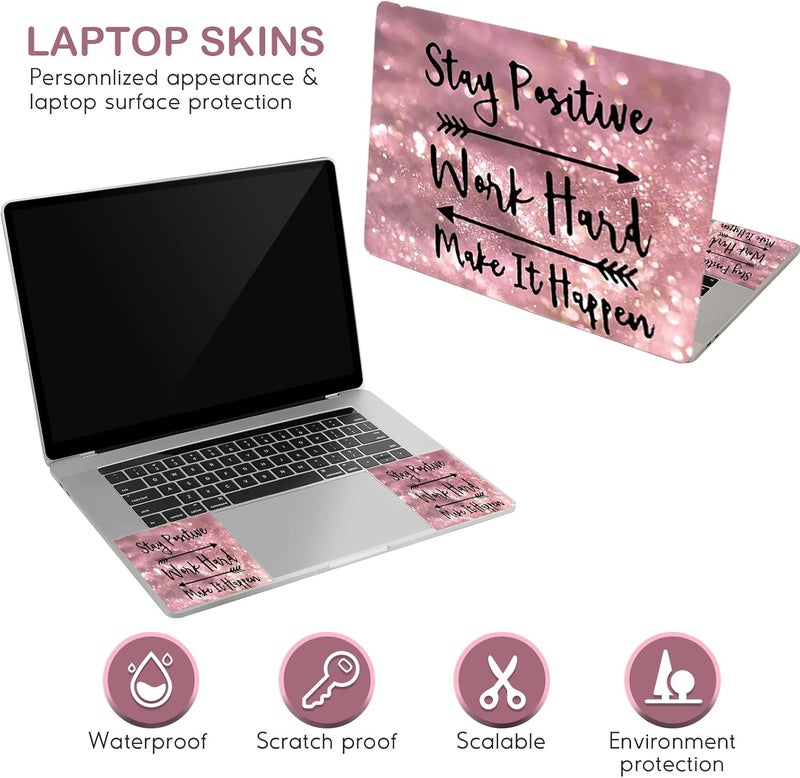 DINKY Laptop Skin Sticker Decal, 13" 13.3" 14" 15" 15.4" 15.6 inch Laptop Universal Reusable Vinyl Skin Stickers Cover Art Decal Notebook PC Personalized Protector (Pink Letters) - Image 3