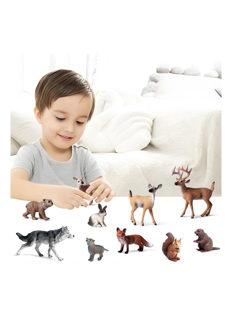 Generic - 10 Pcs Forest Animal Toys Figures Realistic Woodland Creatures Figurines, Plastic Animals Miniature Cake Topper - Image 1