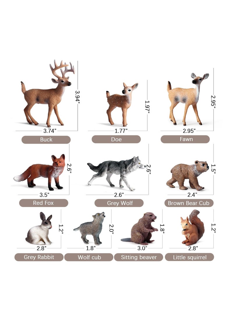 Generic - 10 Pcs Forest Animal Toys Figures Realistic Woodland Creatures Figurines, Plastic Animals Miniature Cake Topper - Image 1