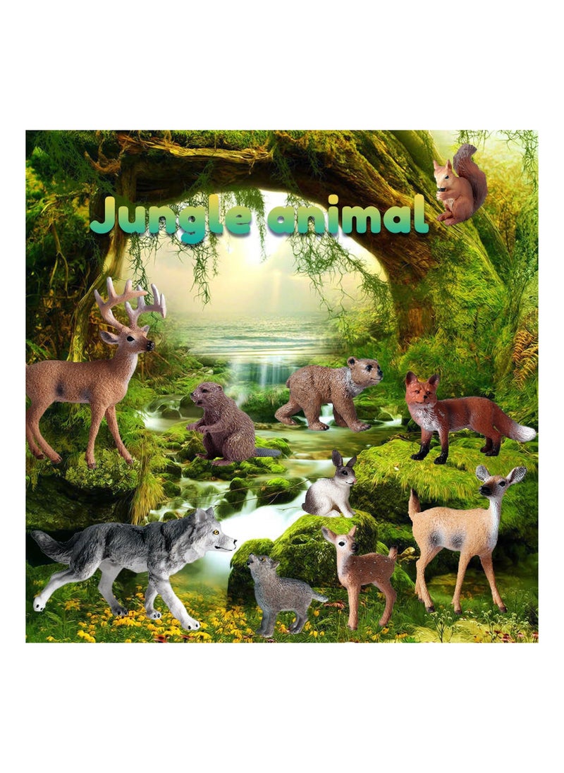 Generic - 10 Pcs Forest Animal Toys Figures Realistic Woodland Creatures Figurines, Plastic Animals Miniature Cake Topper - Image 1
