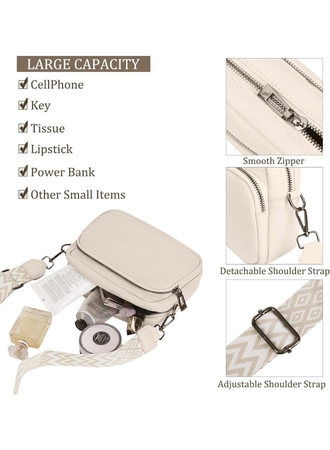 Women's First-layer Cowhide Shoulder Bag, Ladies Large-capacity Crossbody Bag Sling Bag Side Bag Carry Bag Chest Bag Belt Bag, Multi-compartment Handbag Tote Bags Clutch Bag for Girls/College Students  - Image 3