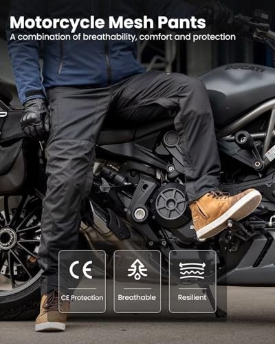 ILM Mesh Motorcycle Pants for Men with CE Armor Leg Zipper Riding Motorbike Touring Model PM1Black - Image 3