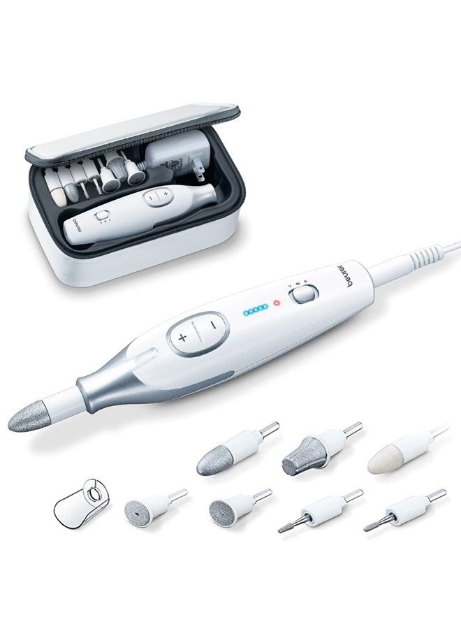 Beurer MP42 Nail Drill, 7-in-1 Nail Kit with Strong Sapphire Nail Drill Bits, Electric Nail File and Nail Buffer Includes Bright LED Light, Pedicure Kit and Manicure Set with Storage Case - Image 1