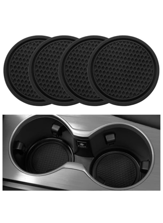 Generic SINGARO Car Cup Coaster, 4PCS Universal Non-Slip Cup Holders Embedded in Ornaments Coaster, Car Interior Accessories, Black  - Image 1
