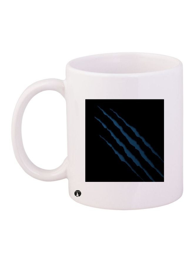 RYN Scratch Printed Coffee Mug White/Black/Blue 11ounce