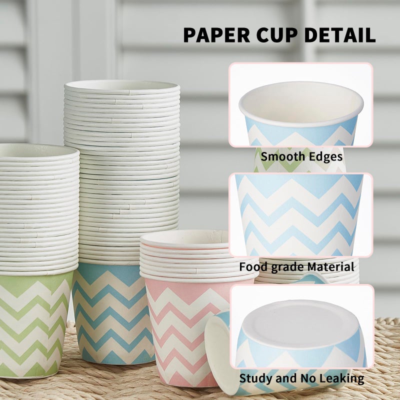 Tamone 600 Pack 3 oz Paper Cups - Small Bathroom Cups  Mini Wave Design Disposable Cups  Pink  Green  Blue - Mouthwash Cups for Valentine's  Picnic  BBQ  Travel  Home  Event - Image 3