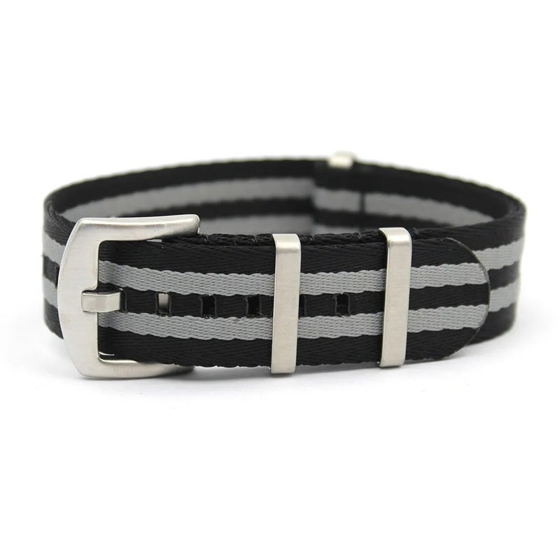Bluejw Durable Replacement 100% Nylon Watch Strap – Smooth 1-Piece Seatbelt-Style Band with Striped Pattern for Vintage Watches, Fits 18mm 20mm 22mm - Image 1