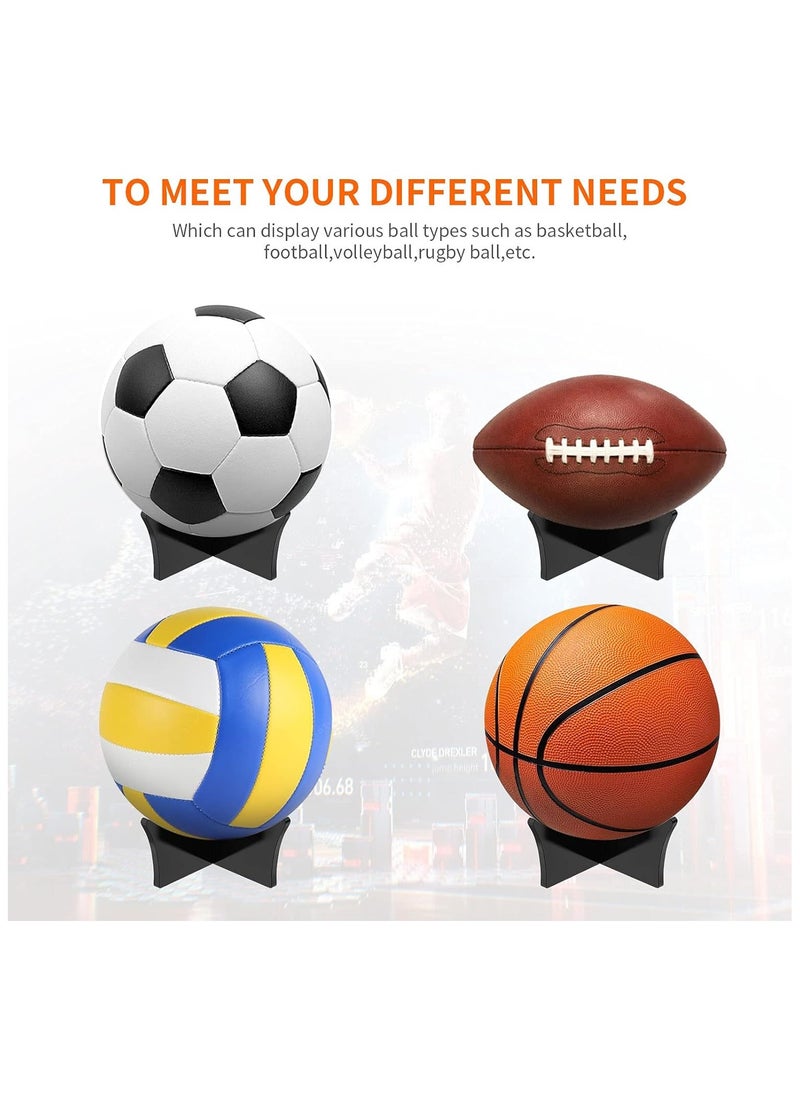 Generic - Ball Stand Holder, Acrylic Ball Display Stand for Football, Basketball, Soccer Ball, Rugby Ball, Volleyball Sports Ball Storage Rack, Trophy Autograph Memorabilia Display Cases (Black, 6 Pcs) - Image 1