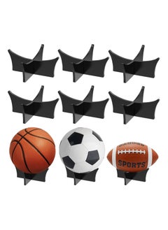 Ball Stand Holder, Acrylic Ball Display Stand for Football, Basketball, Soccer Ball, Rugby Ball, Volleyball Sports Ball Storage Rack, Trophy Autograph Memorabilia Display Cases (Black, 6 Pcs)