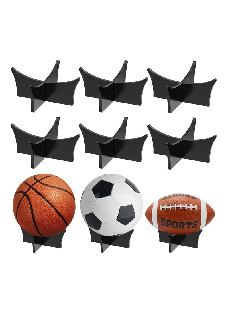 Generic - Ball Stand Holder, Acrylic Ball Display Stand for Football, Basketball, Soccer Ball, Rugby Ball, Volleyball Sports Ball Storage Rack, Trophy Autograph Memorabilia Display Cases (Black, 6 Pcs) - Image 1