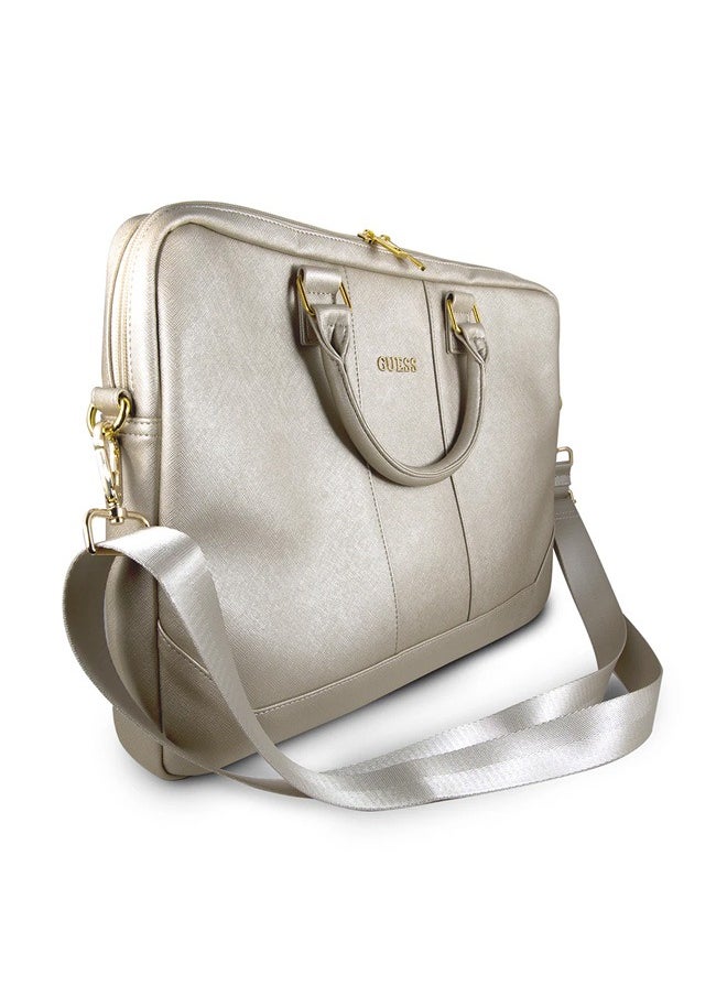 Guess Saffiano Laptop Bag up to 15 inches - Gold