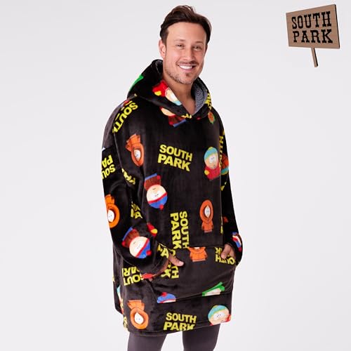 South Park Hoodie Blanket for Men and Teenagers - Cosy Oversized Fleece Hoodie One Size Sherpa Hood - Gifts for Him Multi - Image 3