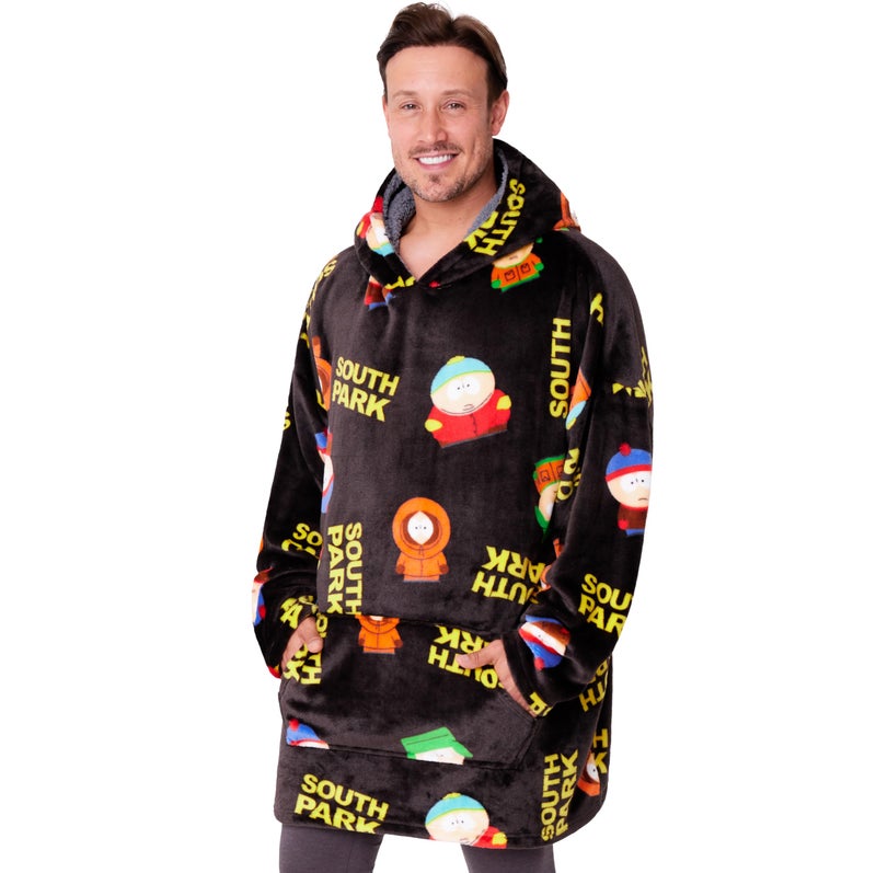 South Park Hoodie Blanket for Men and Teenagers - Cosy Oversized Fleece Hoodie One Size Sherpa Hood - Gifts for Him Multi - Image 1