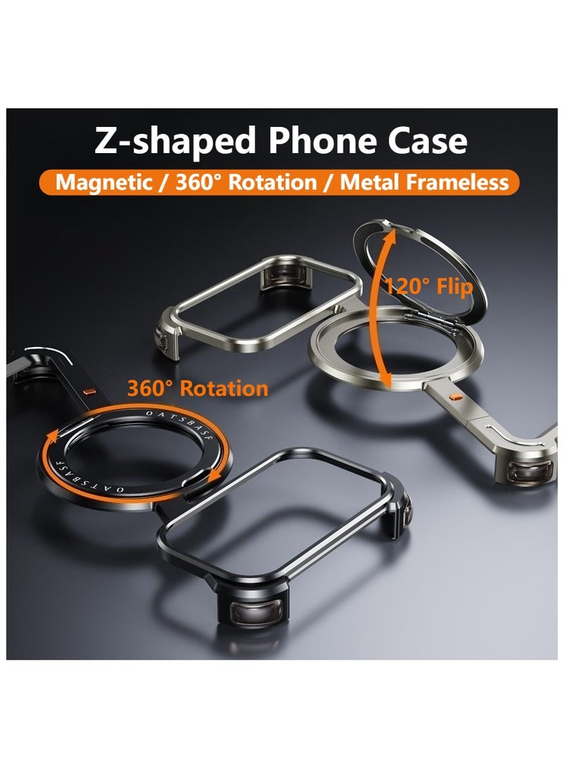 BlueFire Z Type Frameless Aluminum Metal Case for iPhone 17 Pro Max with Rotatable Ring, Magnetic Stand & Full Protective Cover – Premium Aluminum Alloy, Sleek Design, Shockproof & Scratch-Resistant - Image 3