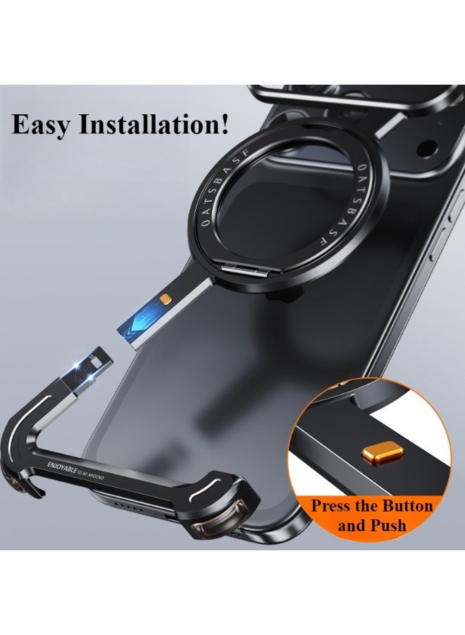 BlueFire Z Type Frameless Aluminum Metal Case for iPhone 17 Pro Max with Rotatable Ring, Magnetic Stand & Full Protective Cover – Premium Aluminum Alloy, Sleek Design, Shockproof & Scratch-Resistant - Image 5