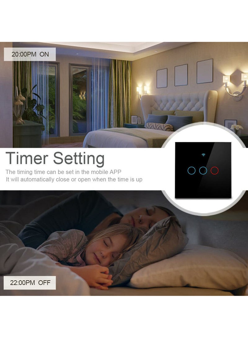 لوميف مفتاح إضاءة جداري ذكي من لوميف، يعمل باللمس بقدرة 500 واط، لا يتطلب سلك محايد ولا يحتاج إلى موزع، متوافق مع أليكسا وجوجل هوم، تحكم صوتي وعن بعد عبر التطبيق، مع وظيفة التوقيت (3 مفاتيح) – أسود - Image 3