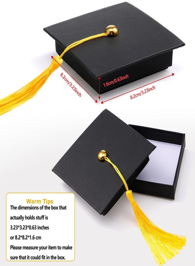 Spakon 6 Pcs 2026 Mini Graduation Cap Gift Box 2.95x2.95 Inch Black Cardboard Grad Party Favor Box Gift for High School College Graduates Cash Checks Small Jewelry - Image 3