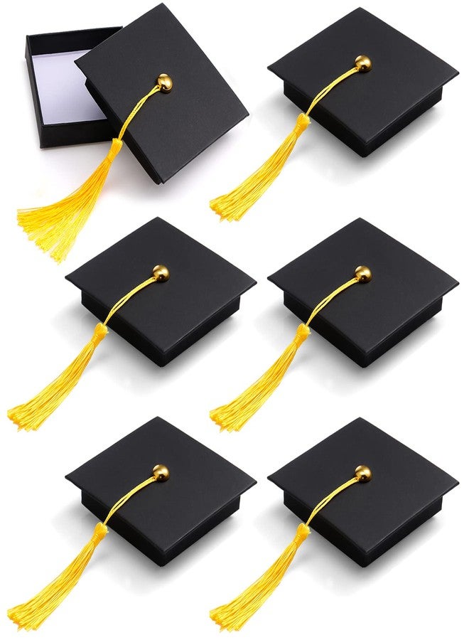 Spakon 6 Pcs 2026 Mini Graduation Cap Gift Box 2.95x2.95 Inch Black Cardboard Grad Party Favor Box Gift for High School College Graduates Cash Checks Small Jewelry - Image 1