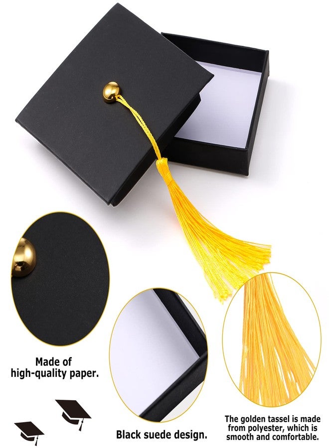 Spakon 6 Pcs 2026 Mini Graduation Cap Gift Box 2.95x2.95 Inch Black Cardboard Grad Party Favor Box Gift for High School College Graduates Cash Checks Small Jewelry - Image 4