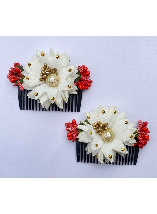 Vinshbond Acrylic Flower Comb & Hair Side Comb/Clip Flower Design Juda Comb For Women & Girls Pack -02 Multi. - Image 2