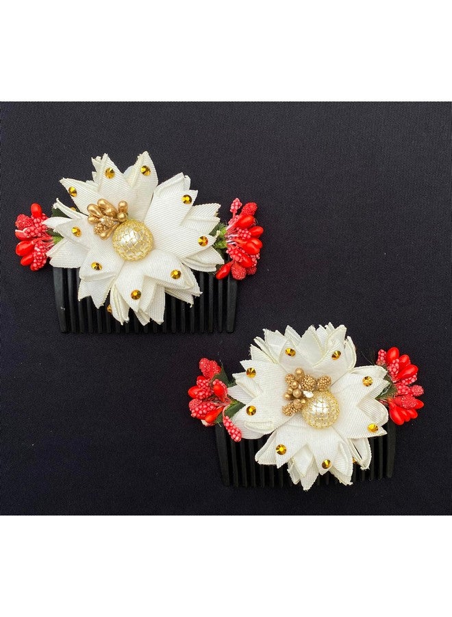 Vinshbond Acrylic Flower Comb & Hair Side Comb/Clip Flower Design Juda Comb For Women & Girls Pack -02 Multi. - Image 1