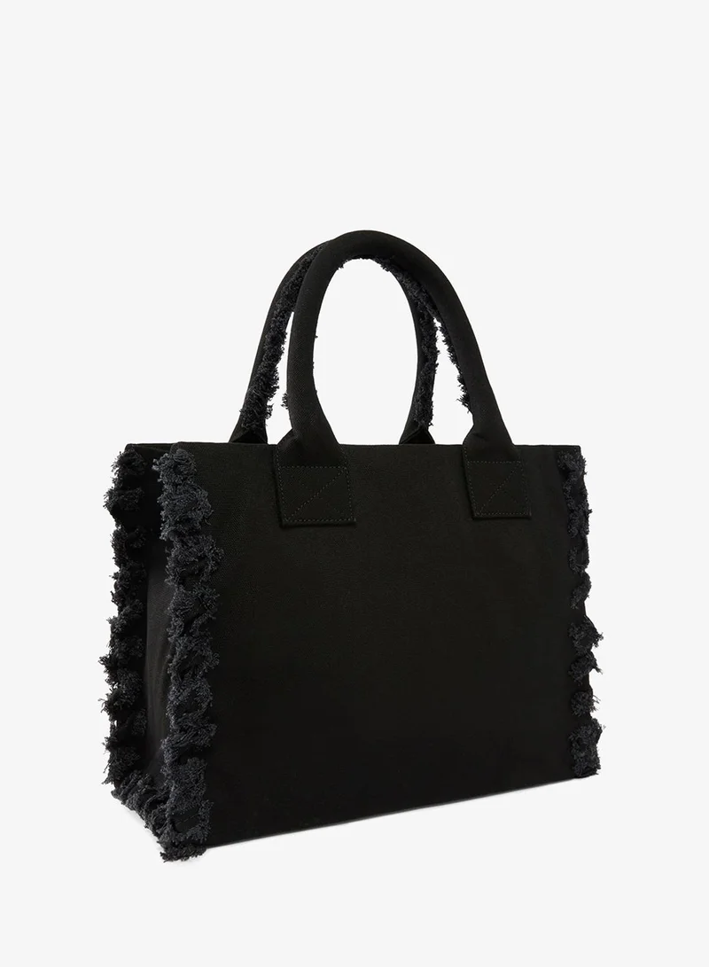 PINKO Medium Beach tote in raffia and tassels