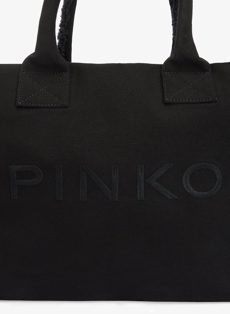 PINKO Medium Beach tote in raffia and tassels - Image 4