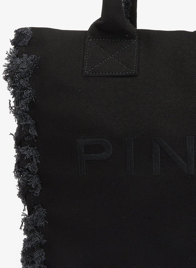 PINKO Medium Beach tote in raffia and tassels - Image 5
