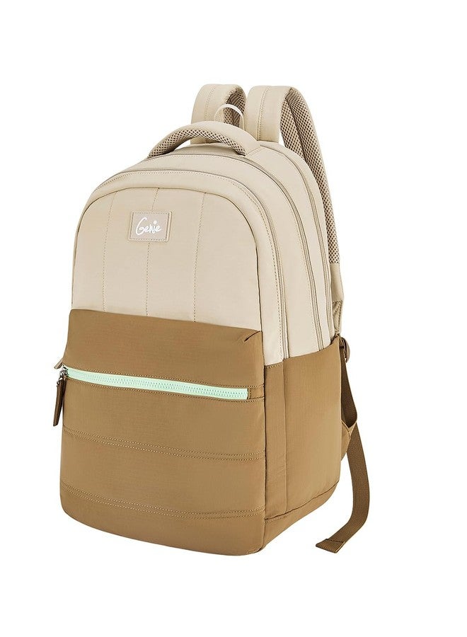 Genie Marshmellow School Backpack For Girls |19 Inch-36 Litres With Laptop Sleeve, Rain cover, Three Compartments, |Best for Books, Water Bottles, Stationery, Laptop, Lunch Box & Essentials - Brown - Image 1