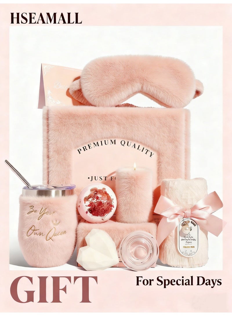 HSEAMALL Gift Basket for Mom, Sister Friend - Ramadan Gift Set with Rose Bath Bombs, Silk Scarf & Candle (Wedding/Birthday Gift for Women) - Image 1