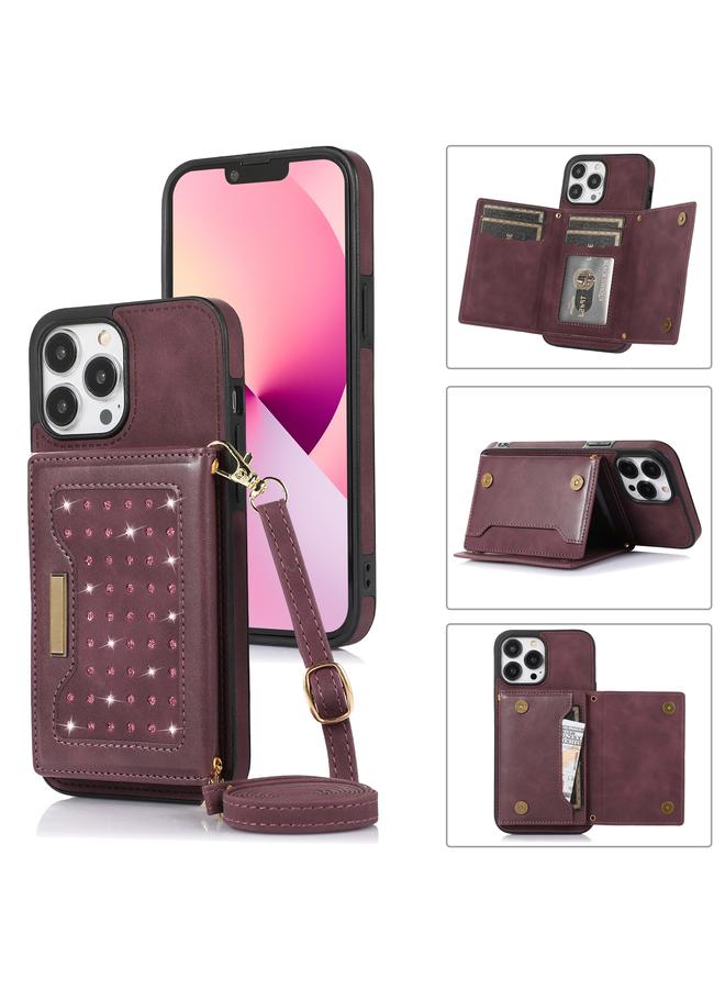 Zaboon Case For iPhone 13 Pro Max Three-fold RFID Leather Phone Case with Lanyard - Image 1