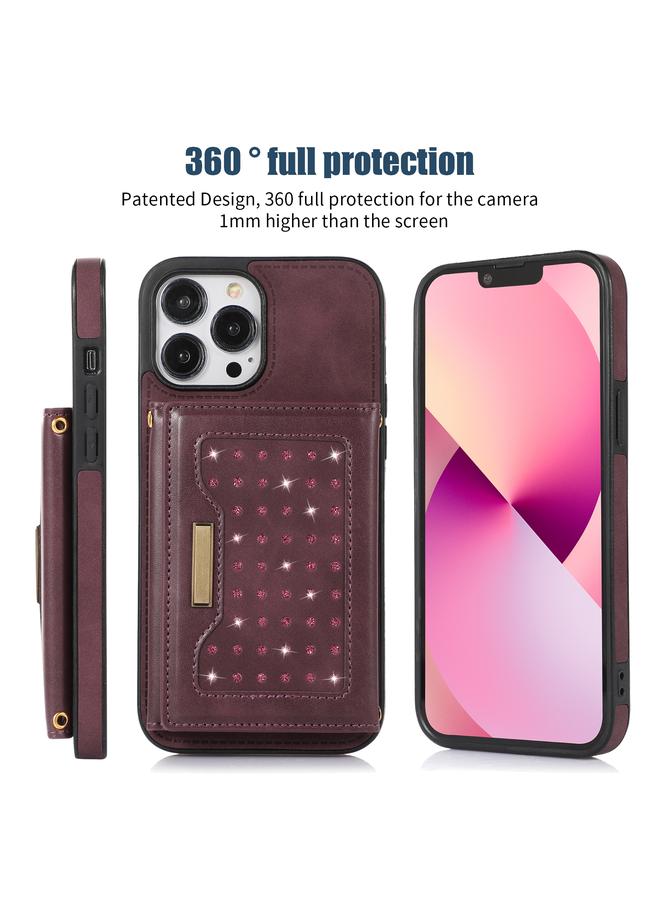 Zaboon Case For iPhone 13 Pro Max Three-fold RFID Leather Phone Case with Lanyard - Image 2