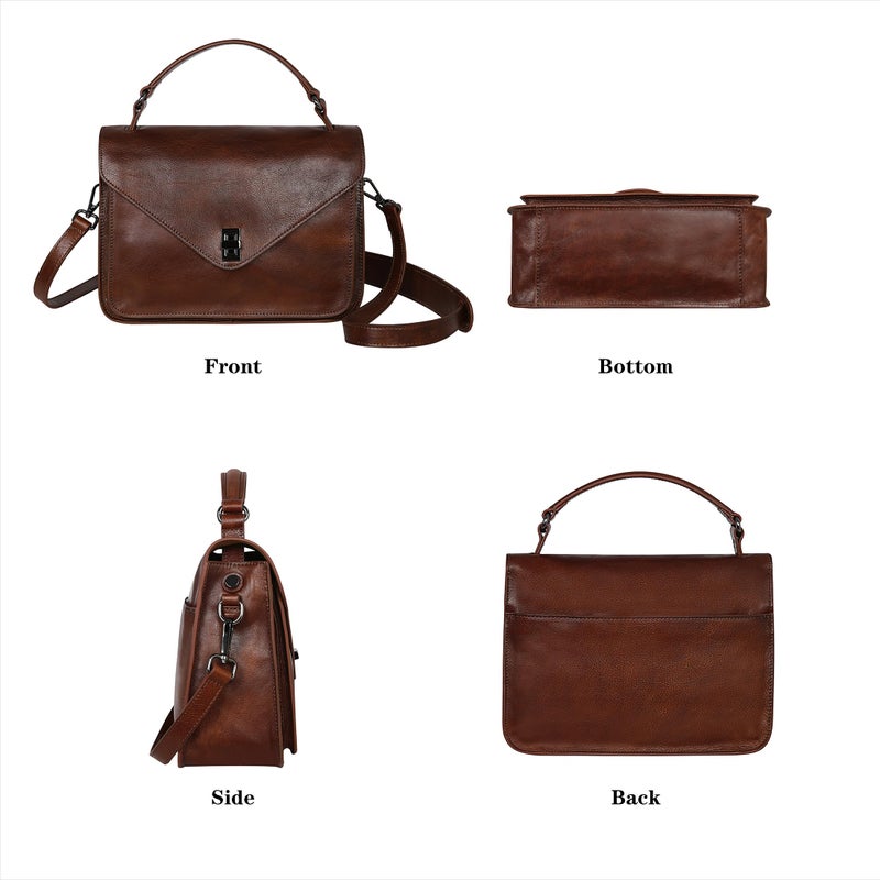 HESHE Leather Tote Top Handle Handbags Zippered Shoulder Bags for Women Ladies Designer Satchel Hobo Purse(Coffee) - Image 5