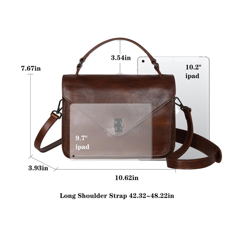 HESHE Leather Tote Top Handle Handbags Zippered Shoulder Bags for Women Ladies Designer Satchel Hobo Purse(Coffee) - Image 4