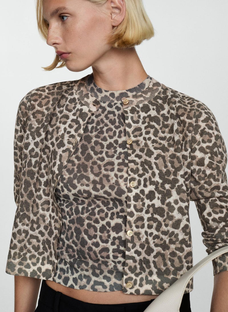 MANGO Leopard Knit Cardigan  - Image 3