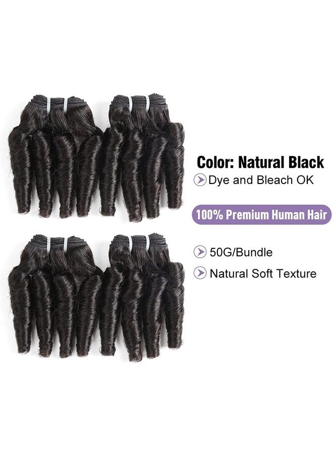 Molefi Brazilian Funmi Hair Loose Wave 4 Bundles Spiral Curl Hair Bundles Short Curly Weave 9A Unprocessed Brazilian Human Hair Extensions 50g/pc Full Head Natural Color (8 8 8 8 Inch) - Image 2