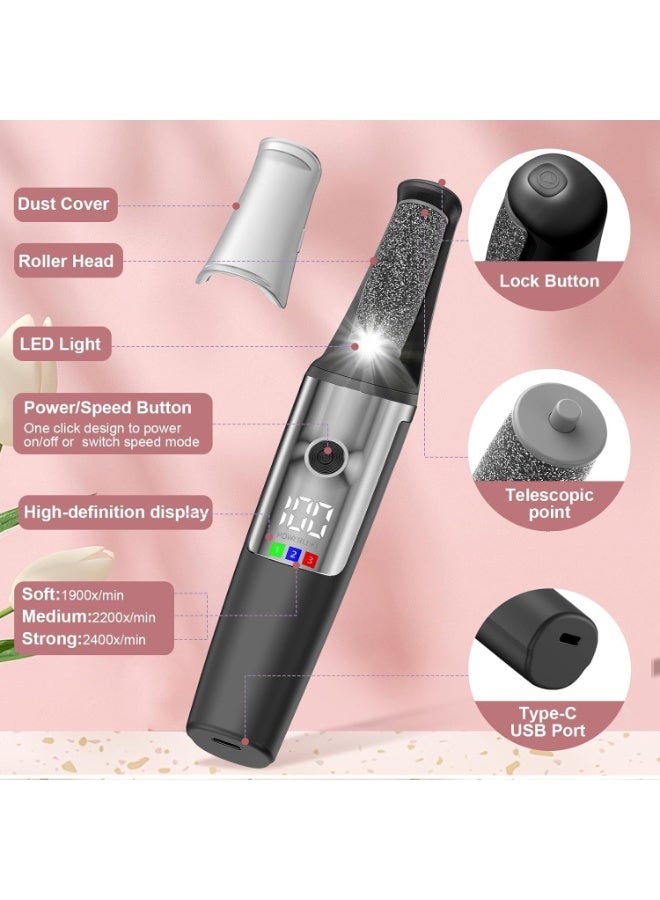 Bukela Electric Foot Callus Remover,Callus Remover For Feet, Rechargeable Electronic Foot File Foot Scrubber Pedicure Kits,Pedicure Machine Foot Care For Dead Skin Ideal Gift (Black) - Image 3