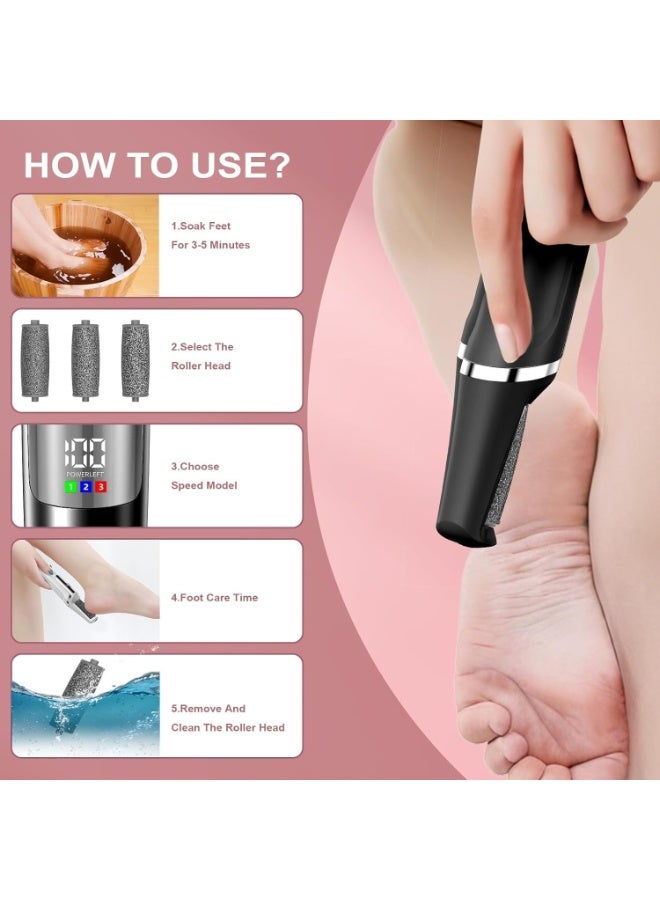 Bukela Electric Foot Callus Remover,Callus Remover For Feet, Rechargeable Electronic Foot File Foot Scrubber Pedicure Kits,Pedicure Machine Foot Care For Dead Skin Ideal Gift (Black) - Image 5