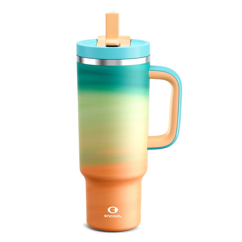 40 oz Tumbler with Handle and Straw Stainless Steel Insulated Tumbler Keeps Cold for 24 Hours Leakproof Travel Cup Fits in Cup Holder and BPAFree Avenue