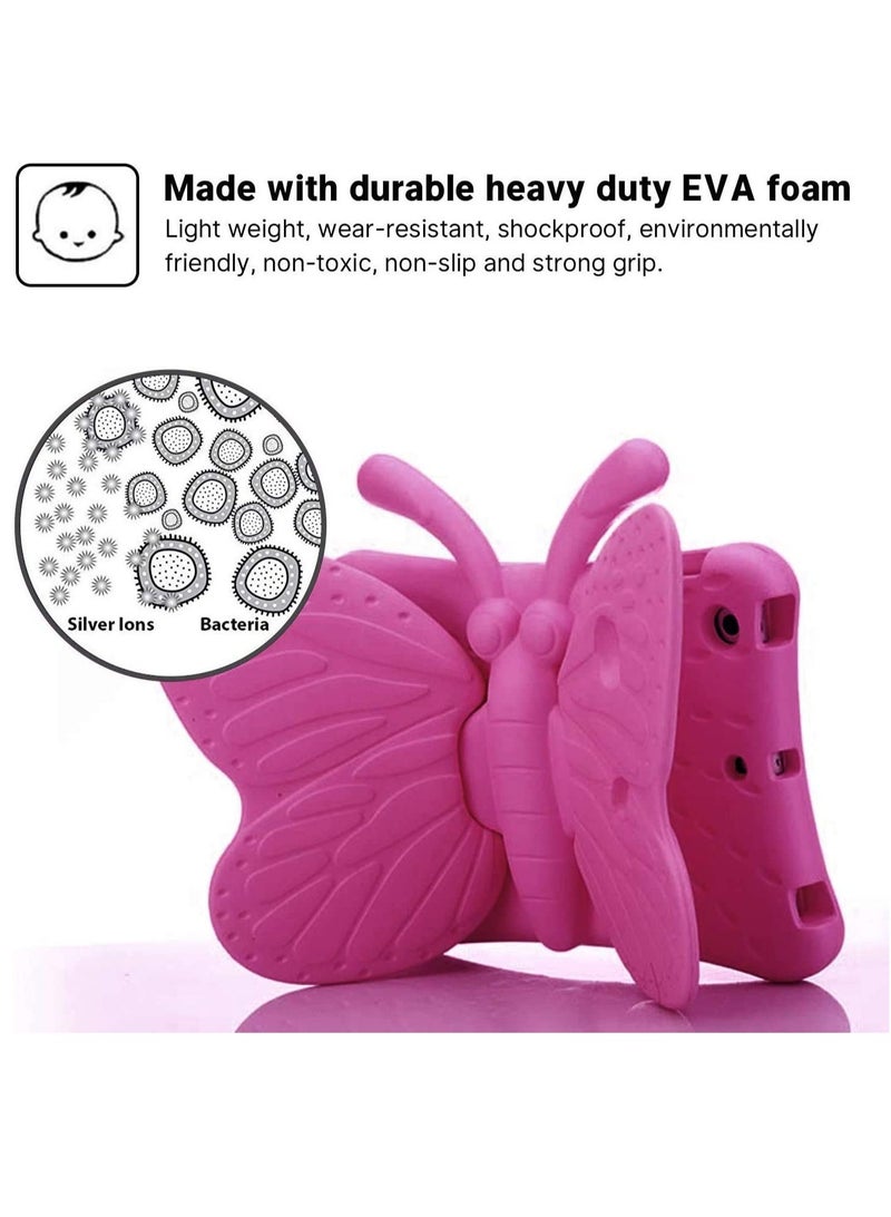 ELTRAZONE iPad 10.2 Case for Kids, iPad 8th 2020 Case, 3D Cute Cartoon Butterfly Cover Non-Toxic EVA Foam Wings Kickstand Kid-Proof Shockproof Bumper Girl Boy Gift for Apple iPad 7 8 Gen 10.2'' - Rose - Image 3