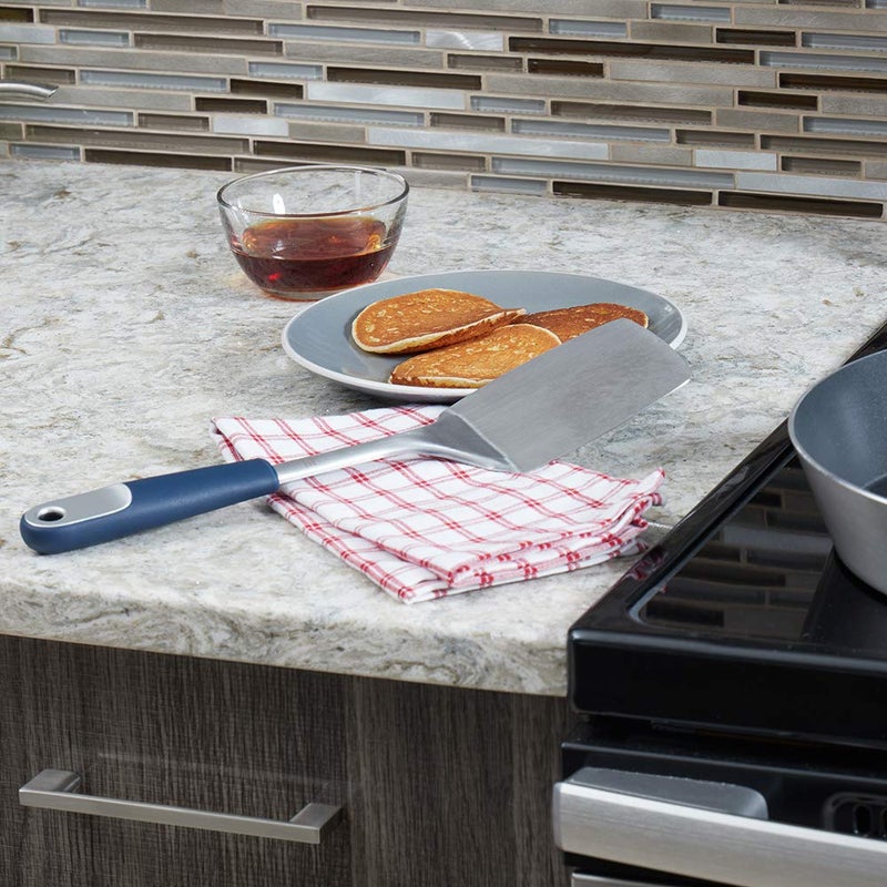 Home Basics Comfortable Grip Stainless Steel Kitchen Tools  Indigo (Spatula) - Image 4