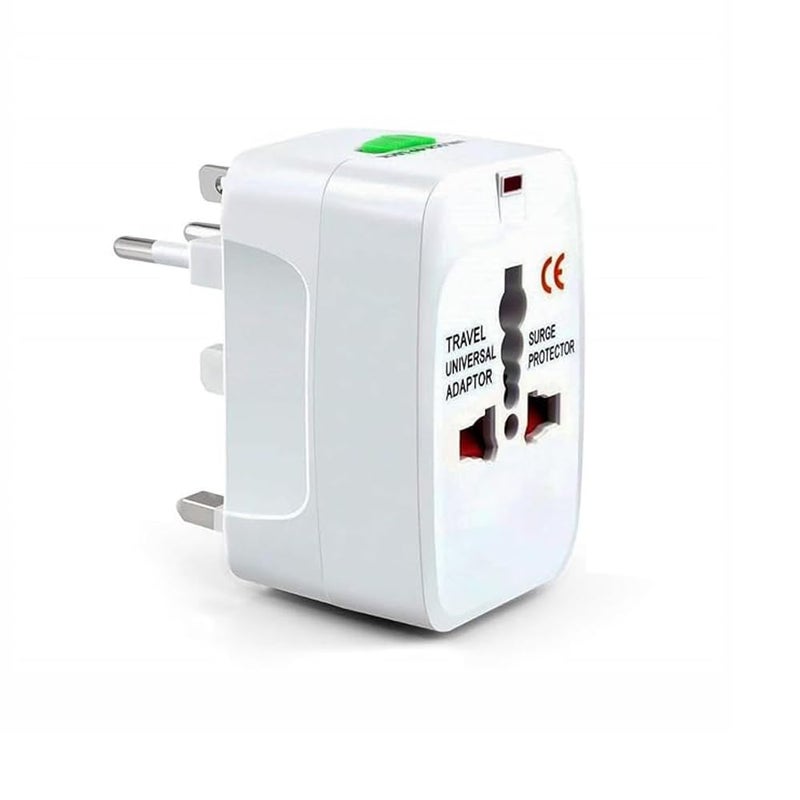 Universal Travel Adapter with Surge ProtectionInternational Power Plug WhitePack of1  - Image 1