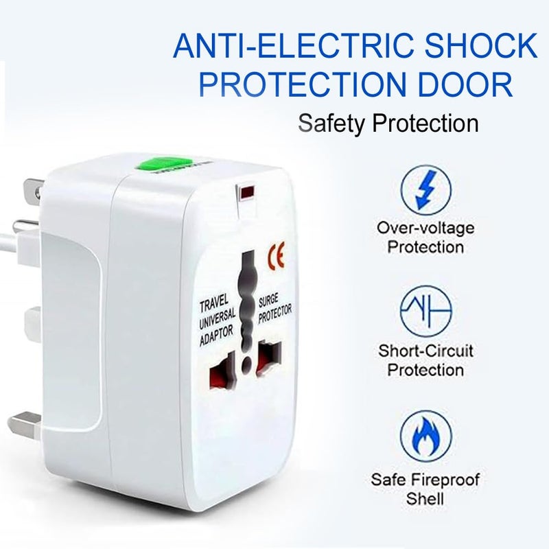 Universal Travel Adapter with Surge ProtectionInternational Power Plug WhitePack of1  - Image 3