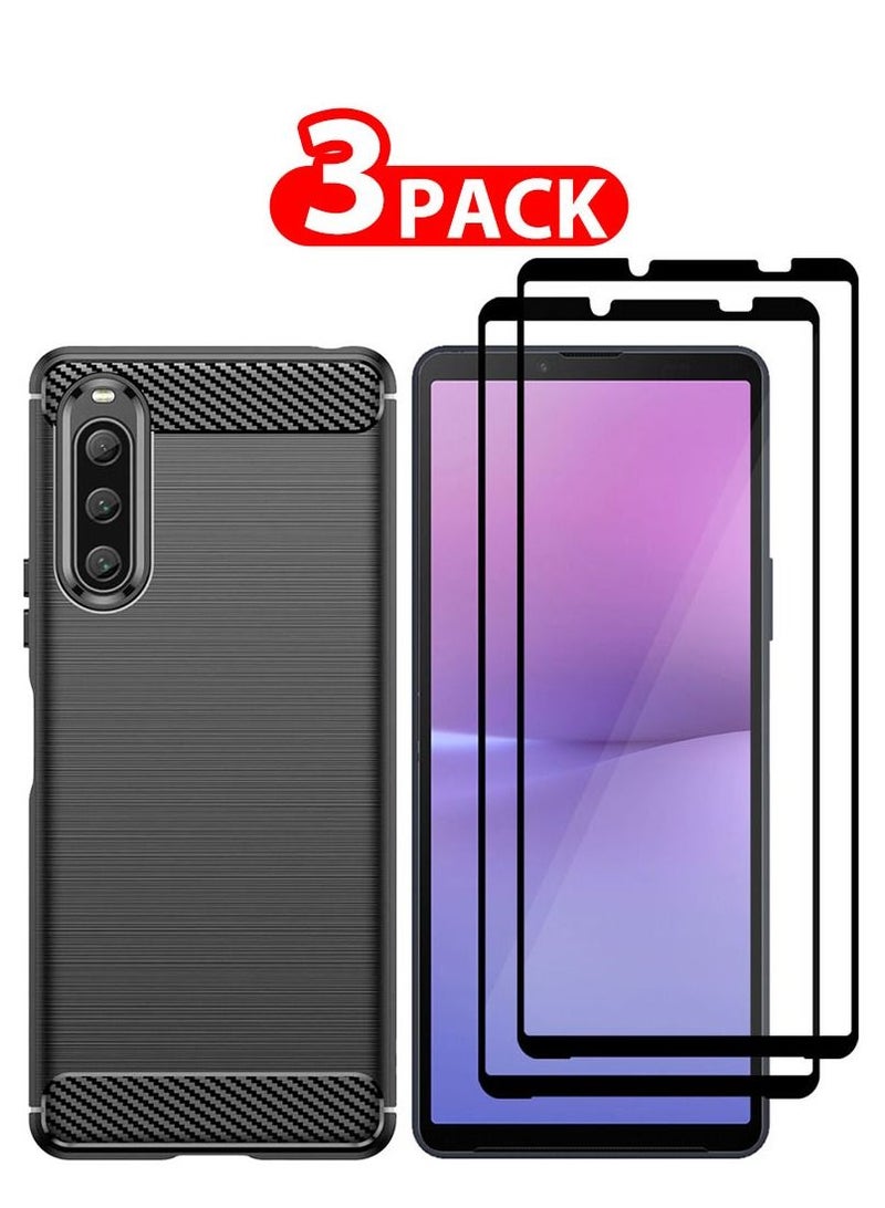CATANES 3 Packs For Sony Xperia 10 V Case and 2 Screen Protectors Soft TPU Bumper Protective Back Cover Black - Image 1