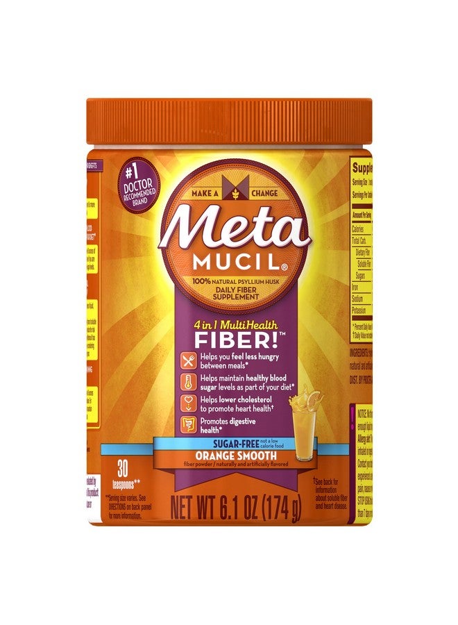 Metamucil Daily Fiber Supplement Orange Smooth Sugar Psylllium Husk Fiber Powder 30 Doses - Image 1
