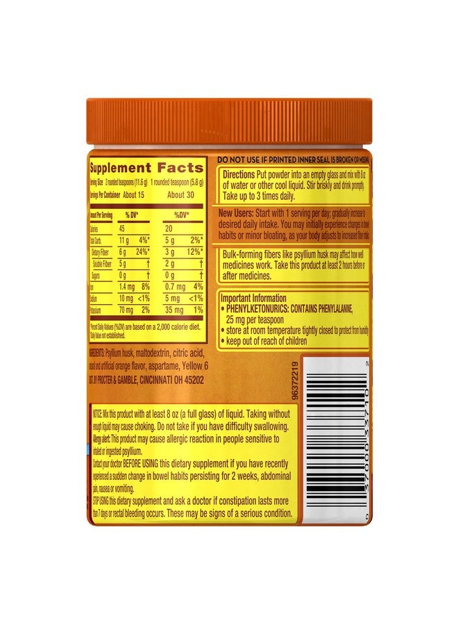 Metamucil Daily Fiber Supplement Orange Smooth Sugar Psylllium Husk Fiber Powder 30 Doses - Image 3