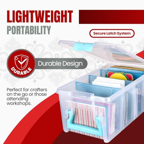 ArtBin 6925AA Semi Satchel with Removable Dividers, Portable Art & Craft Organizer with Handle, [1] Plastic Storage Case, Clear with Aqua Accents - Image 4