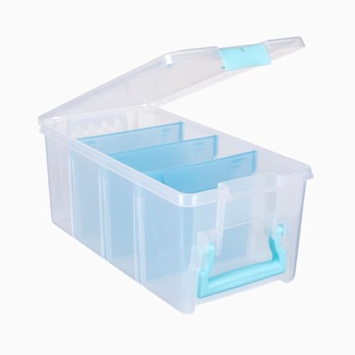 ArtBin 6925AA Semi Satchel with Removable Dividers, Portable Art & Craft Organizer with Handle, [1] Plastic Storage Case, Clear with Aqua Accents - Image 2