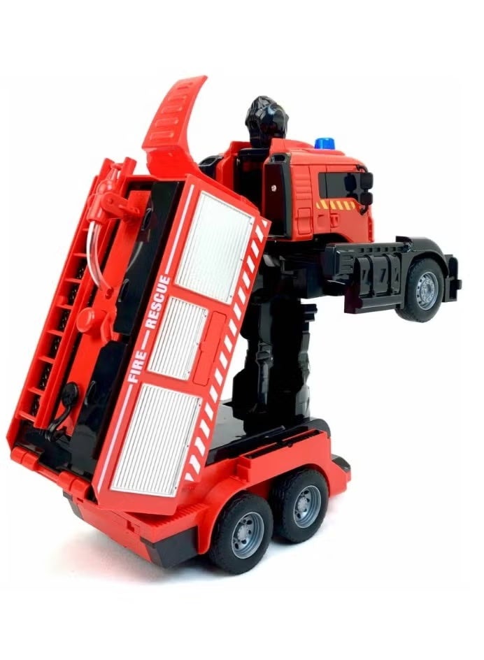 JAJEEK Remote Control Metal Fire Truck Toy 26cm with Wireless Controller, 680° Rotating Water Spray, Realistic Emergency Vehicle Design, Rechargeable RC Fire Engine for Kids - Image 2