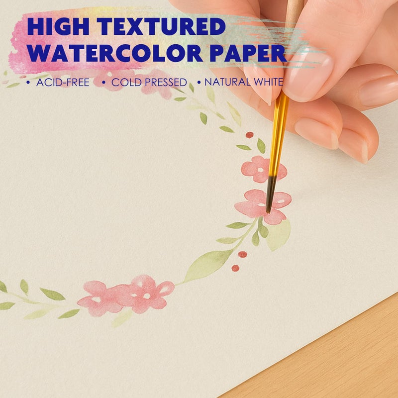 KOVIEDE 100 Sheets Watercolor Paper 8.5x11 Inch 102LB/230GSM Cold Press Practice Paper for Students and Beginners, Acid-Free Heavyweight Art Sheets for Painting, Printing, Scanning & Crafting - Image 3